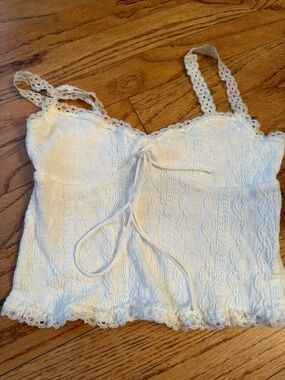 Edikted White Lace Tie-Front Cami